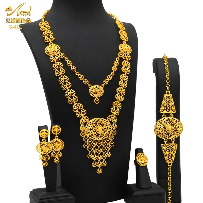 Gold Plated Bridal Jewelry Set with Pendant, Necklace, Bracelet & Ring - Image 3