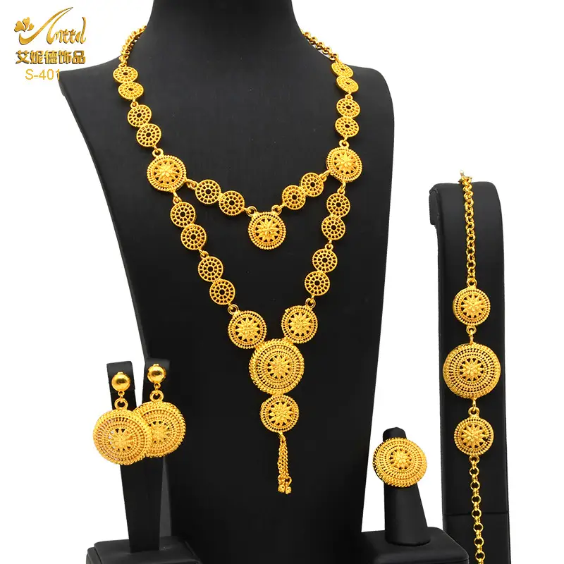 Gold Plated Bridal Jewelry Set with Pendant, Necklace, Bracelet & Ring - Image 5