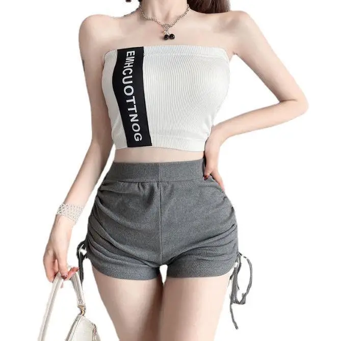 Black Lace-Up High Waist Sports Shorts Women 2023 - Image 8