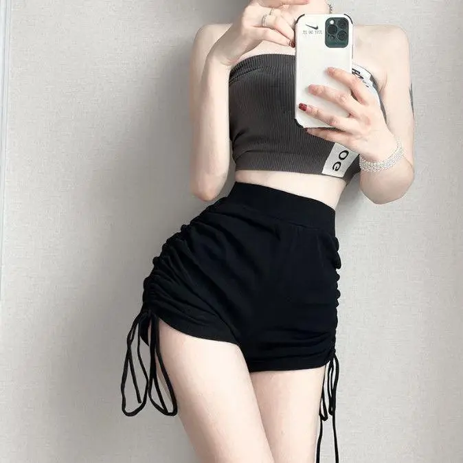 Black Lace-Up High Waist Sports Shorts Women 2023 — feature 1