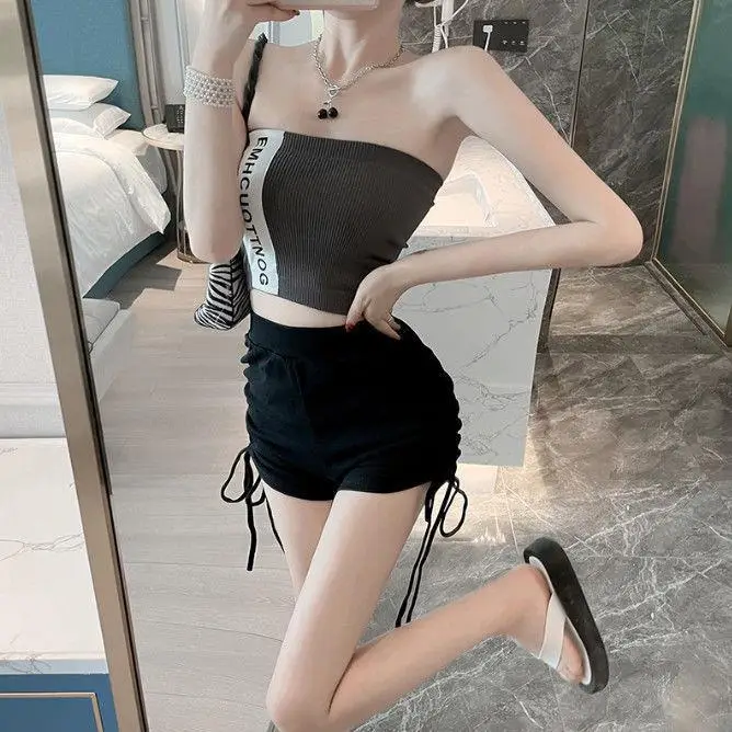 Black Lace-Up High Waist Sports Shorts Women 2023 — feature 2