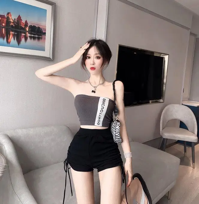 Black Lace-Up High Waist Sports Shorts Women 2023 — feature 5