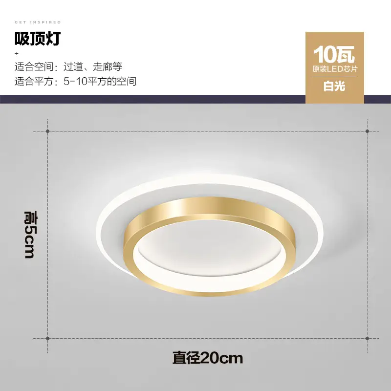 Modern LED Ceiling Light 10W Gold Finish 20cm