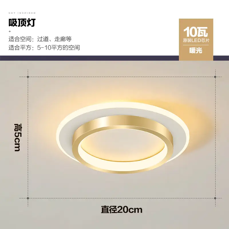 Modern LED Ceiling Light 10W Gold Finish 20cm