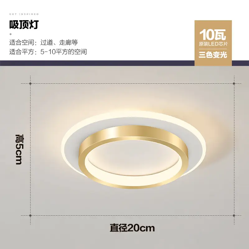 Modern LED Ceiling Light 10W Gold Finish 20cm