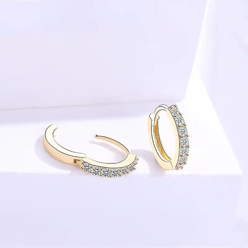 Korean Style Cross-Country Earrings with Zircon - Image 2