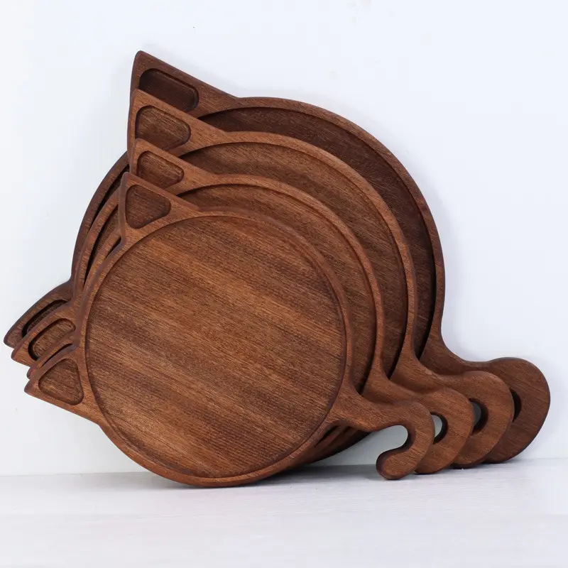 Wooden Cat Design Pizza Plate for Home Kitchen - Image 6
