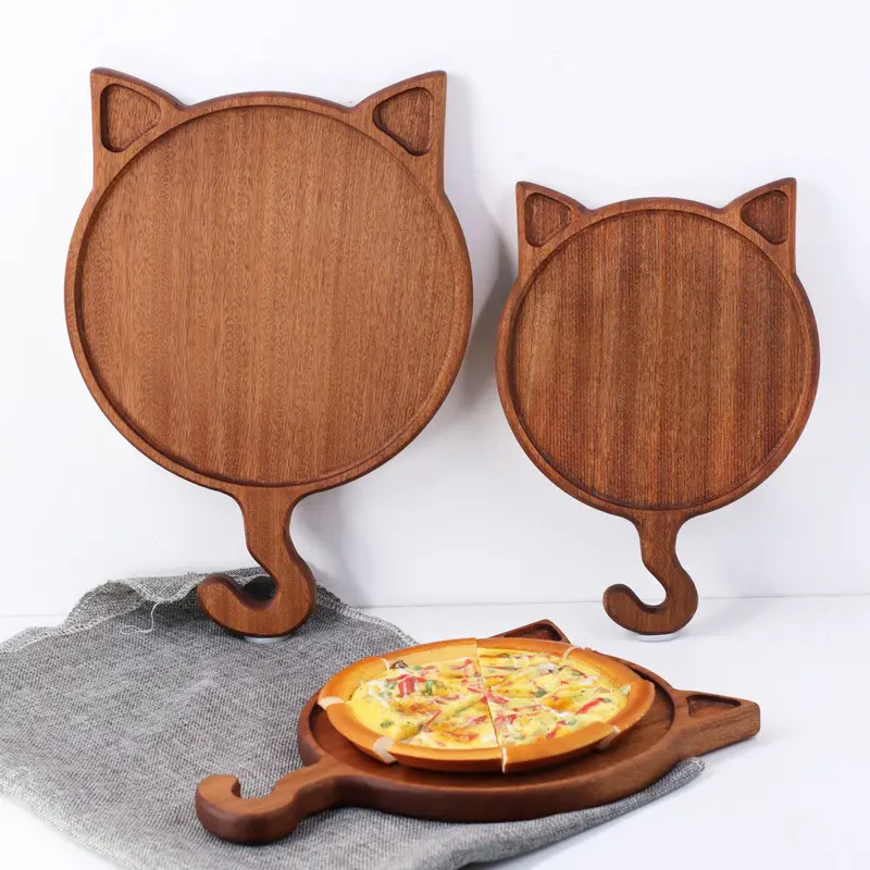 Wooden Cat Design Pizza Plate for Home Kitchen - Image 7