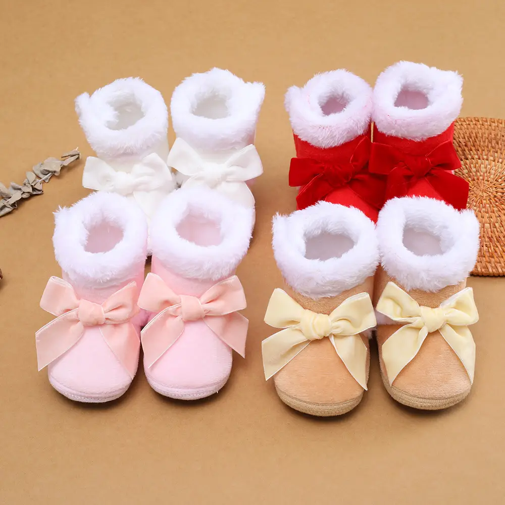 Newborn Bow Baby Shoes 3-5-7-9 Months Soft Anti-Slip