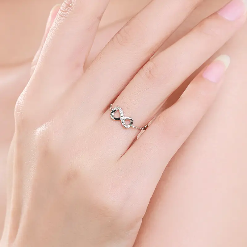 Modian S925 Sterling Silver Butterfly Zircon Adjustable Ring - Image 27