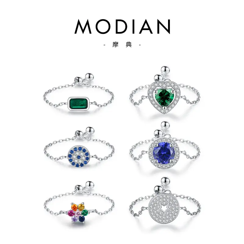 Modian S925 Sterling Silver Butterfly Zircon Adjustable Ring - Image 30
