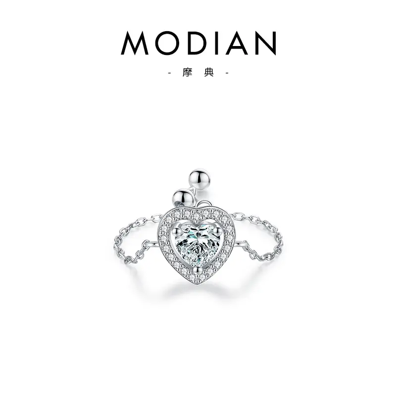 Modian S925 Sterling Silver Butterfly Zircon Adjustable Ring - Image 10