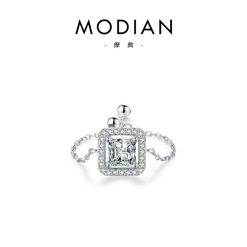 Modian S925 Sterling Silver Butterfly Zircon Adjustable Ring - Image 14