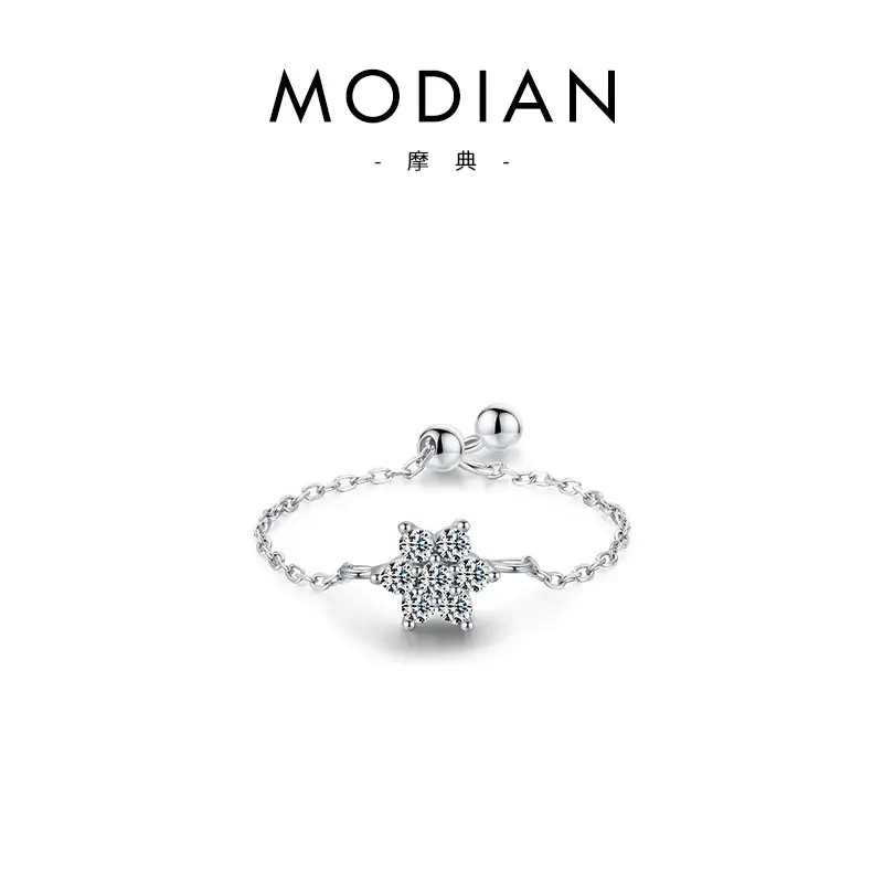 Modian S925 Sterling Silver Butterfly Zircon Adjustable Ring - Image 17