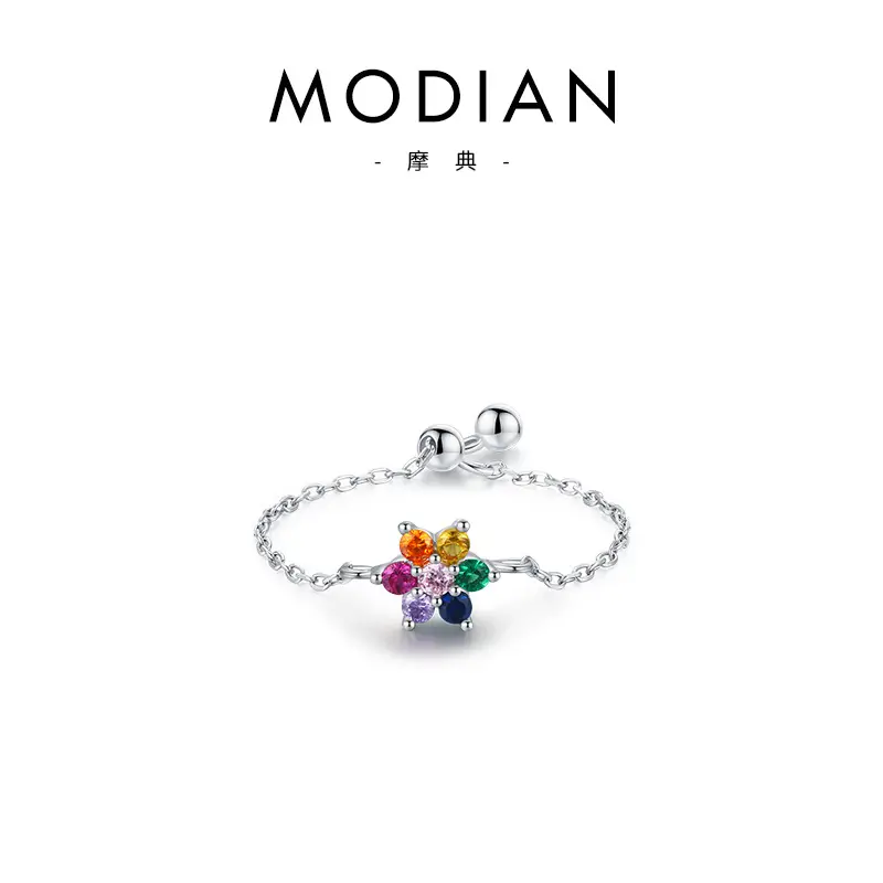 Modian S925 Sterling Silver Butterfly Zircon Adjustable Ring - Image 18