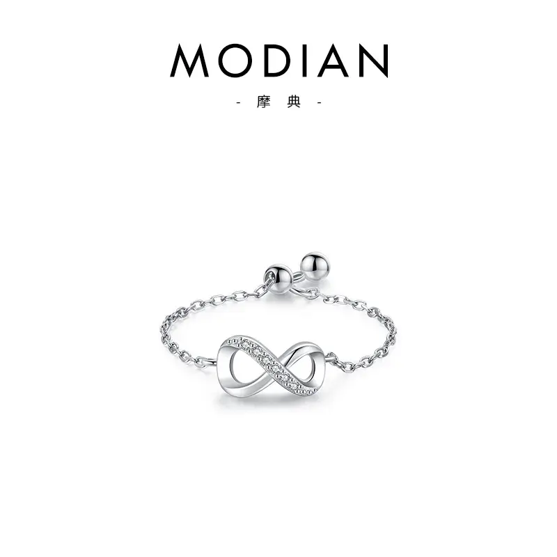 Modian S925 Sterling Silver Butterfly Zircon Adjustable Ring - Image 2