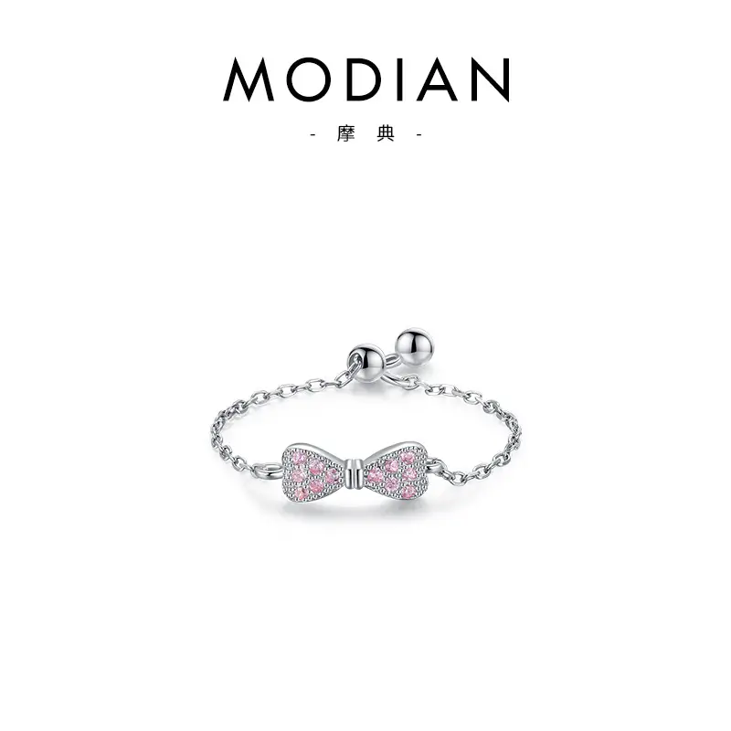 Modian S925 Sterling Silver Butterfly Zircon Adjustable Ring - Image 24