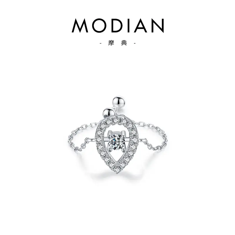 Modian S925 Sterling Silver Butterfly Zircon Adjustable Ring - Image 25