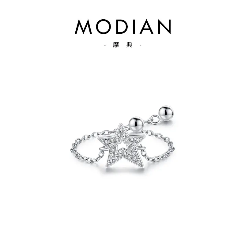 Modian S925 Sterling Silver Butterfly Zircon Adjustable Ring - Image 3