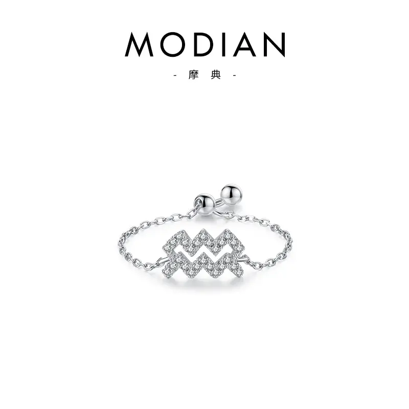 Modian S925 Sterling Silver Butterfly Zircon Adjustable Ring - Image 4