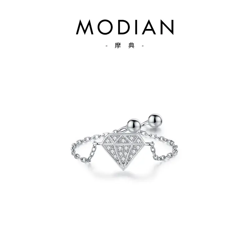 Modian S925 Sterling Silver Butterfly Zircon Adjustable Ring - Image 6