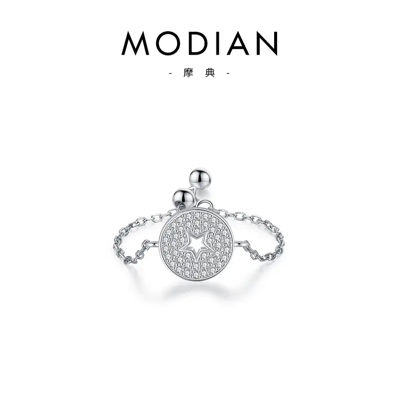 Modian S925 Sterling Silver Butterfly Zircon Adjustable Ring - Image 7