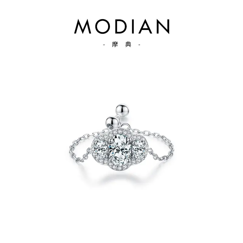 Modian S925 Sterling Silver Butterfly Zircon Adjustable Ring - Image 8