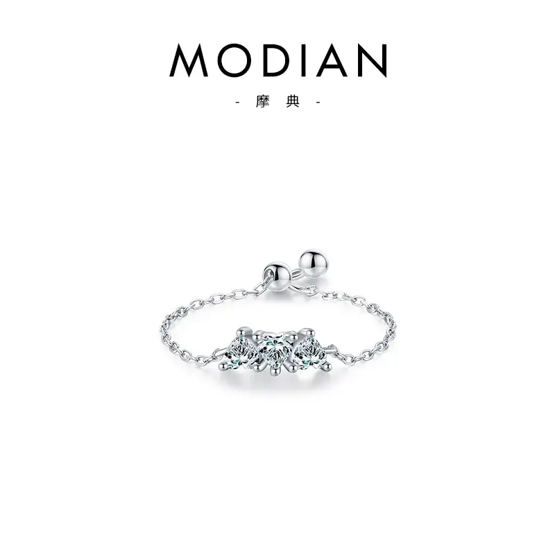 Modian S925 Sterling Silver Butterfly Zircon Adjustable Ring - Image 9