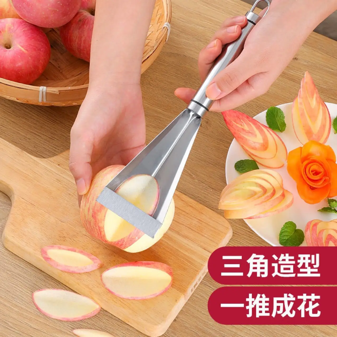 Stainless Steel Apple Push Knife for Carving and Cutting - Image 4