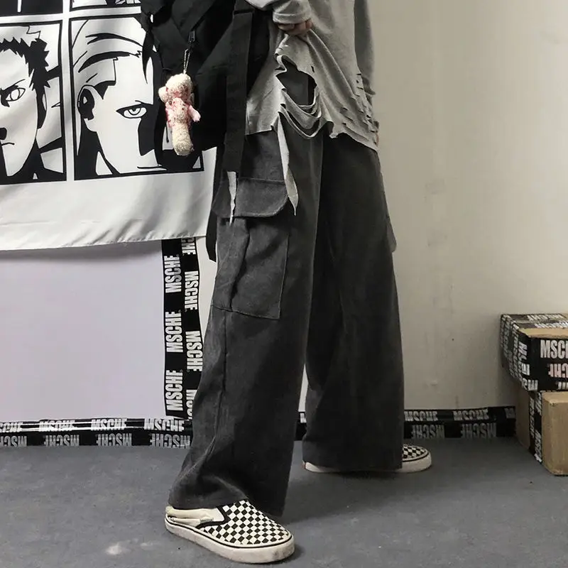 Women's Black Wide Leg Corduroy Pants Spring Summer Harajuku Style — feature 1