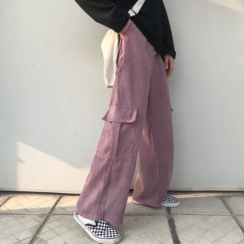 Women's Black Wide Leg Corduroy Pants Spring Summer Harajuku Style — feature 10