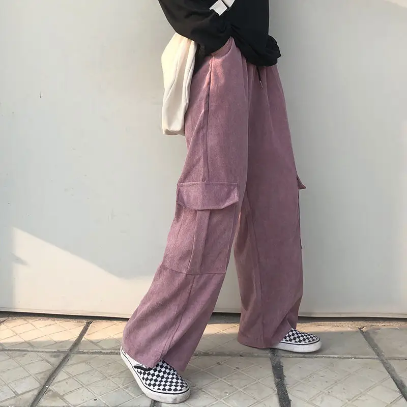 Women's Black Wide Leg Corduroy Pants Spring Summer Harajuku Style — feature 11