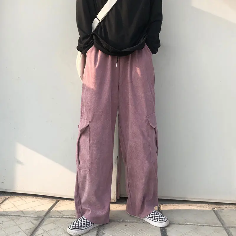 Women's Black Wide Leg Corduroy Pants Spring Summer Harajuku Style — feature 12