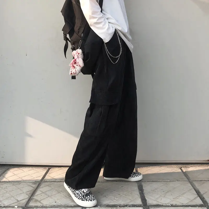 Women's Black Wide Leg Corduroy Pants Spring Summer Harajuku Style — feature 13