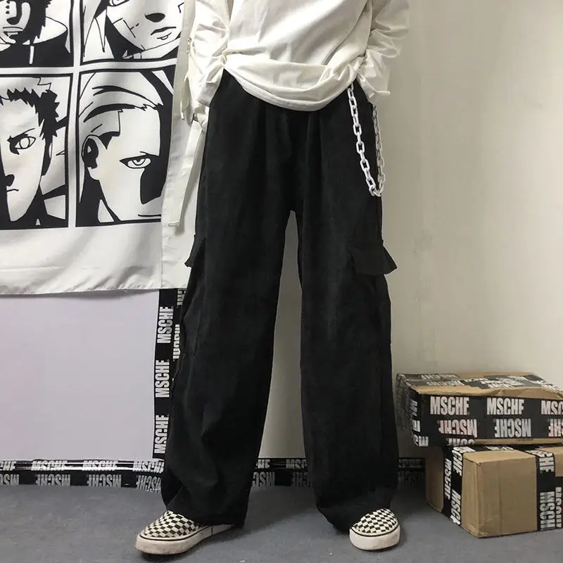 Women's Black Wide Leg Corduroy Pants Spring Summer Harajuku Style — feature 16