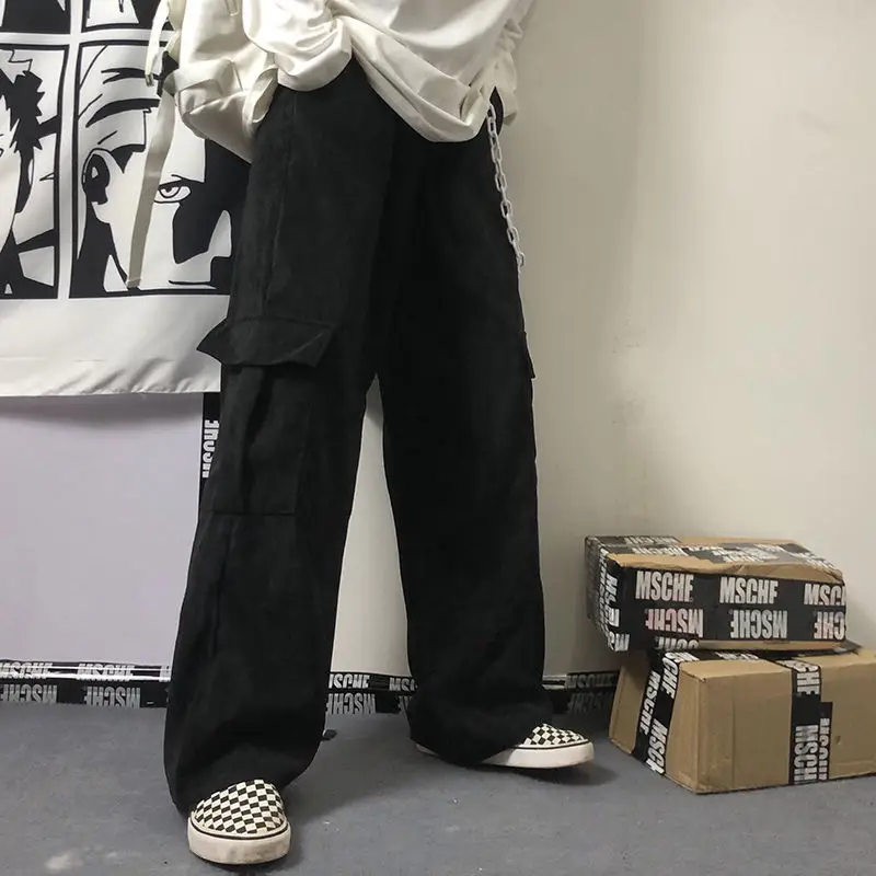 Women's Black Wide Leg Corduroy Pants Spring Summer Harajuku Style — feature 19