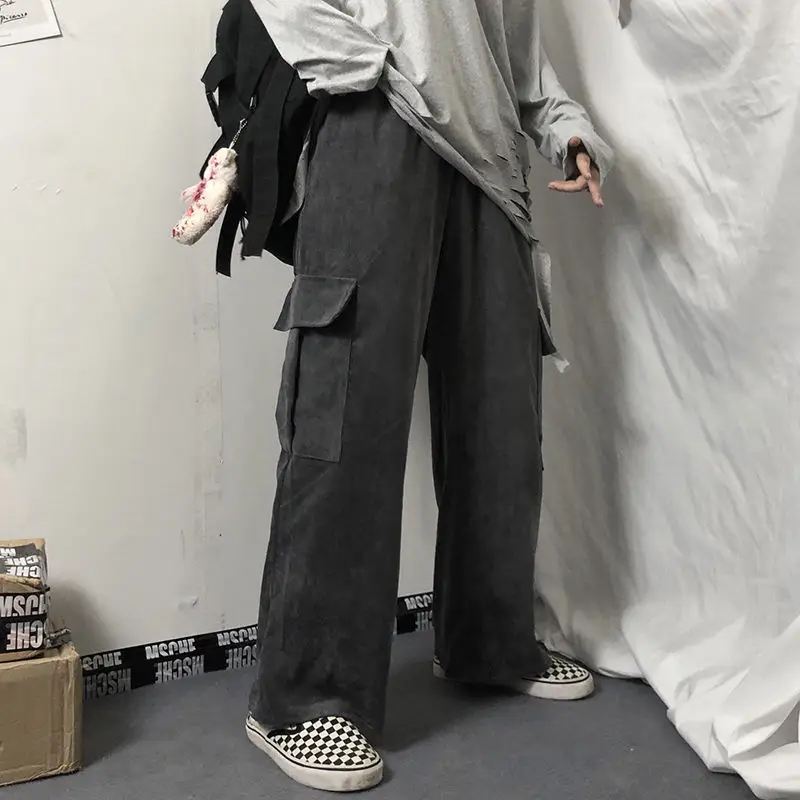 Women's Black Wide Leg Corduroy Pants Spring Summer Harajuku Style — feature 2