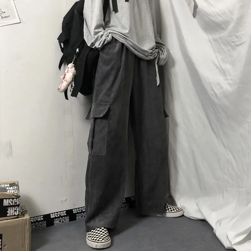 Women's Black Wide Leg Corduroy Pants Spring Summer Harajuku Style — feature 3