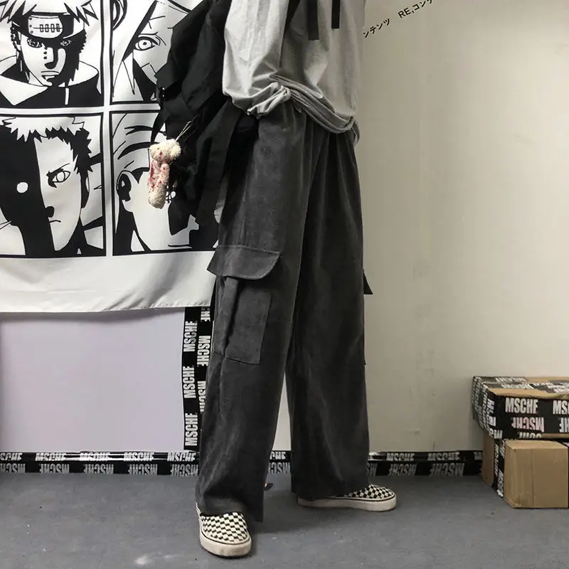 Women's Black Wide Leg Corduroy Pants Spring Summer Harajuku Style — feature 4