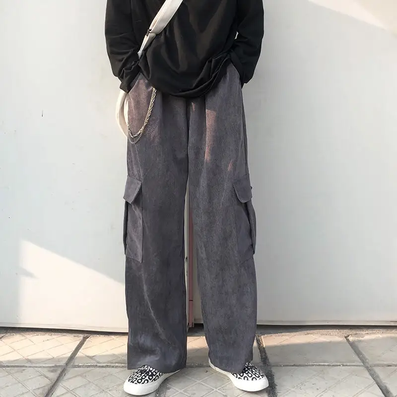 Women's Black Wide Leg Corduroy Pants Spring Summer Harajuku Style — feature 5