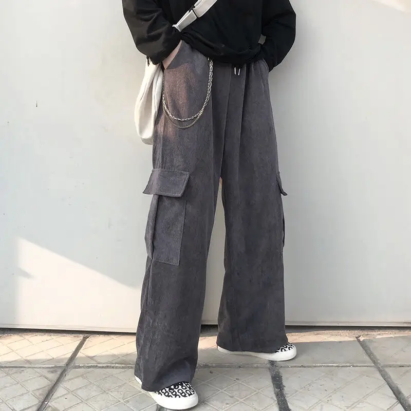Women's Black Wide Leg Corduroy Pants Spring Summer Harajuku Style — feature 6