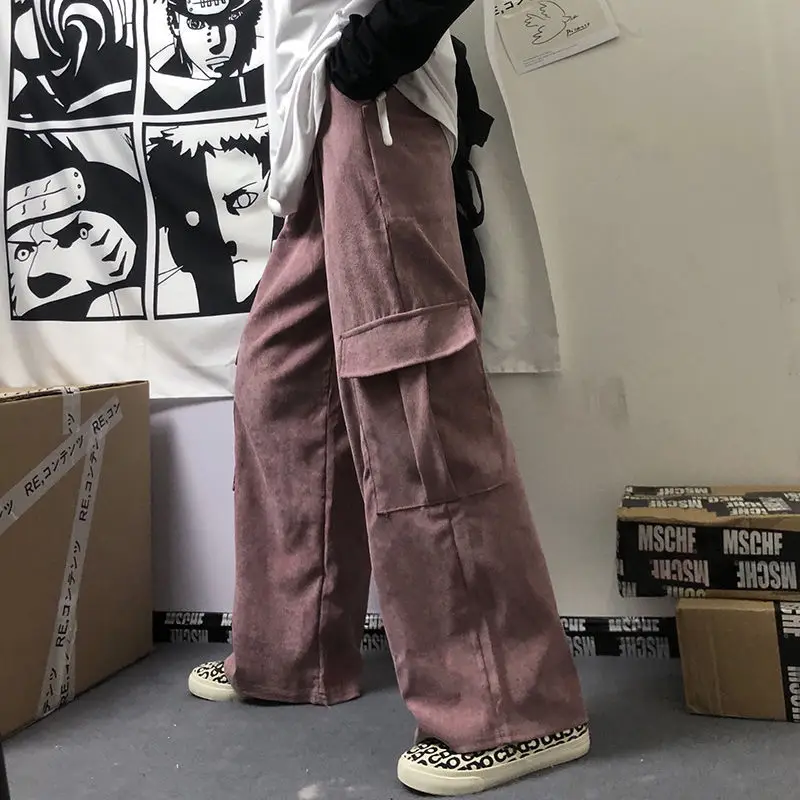 Women's Black Wide Leg Corduroy Pants Spring Summer Harajuku Style — feature 7