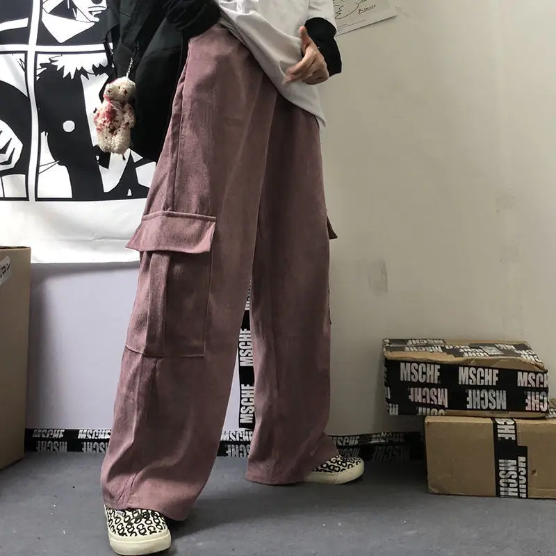 Women's Black Wide Leg Corduroy Pants Spring Summer Harajuku Style — feature 8