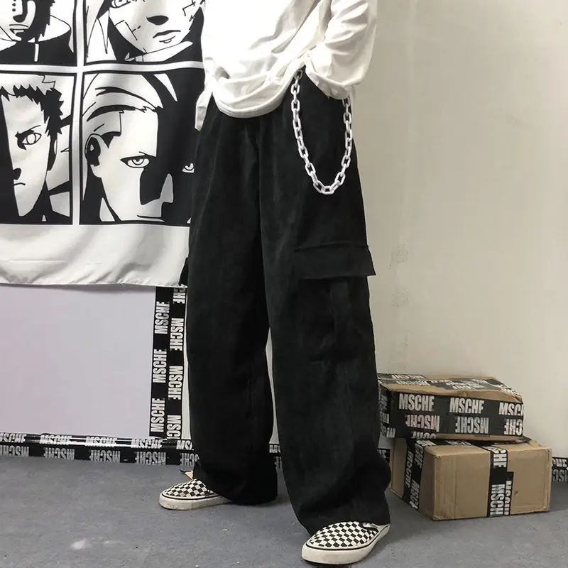 Women's Black Wide Leg Corduroy Pants Spring Summer Harajuku Style - Image 2