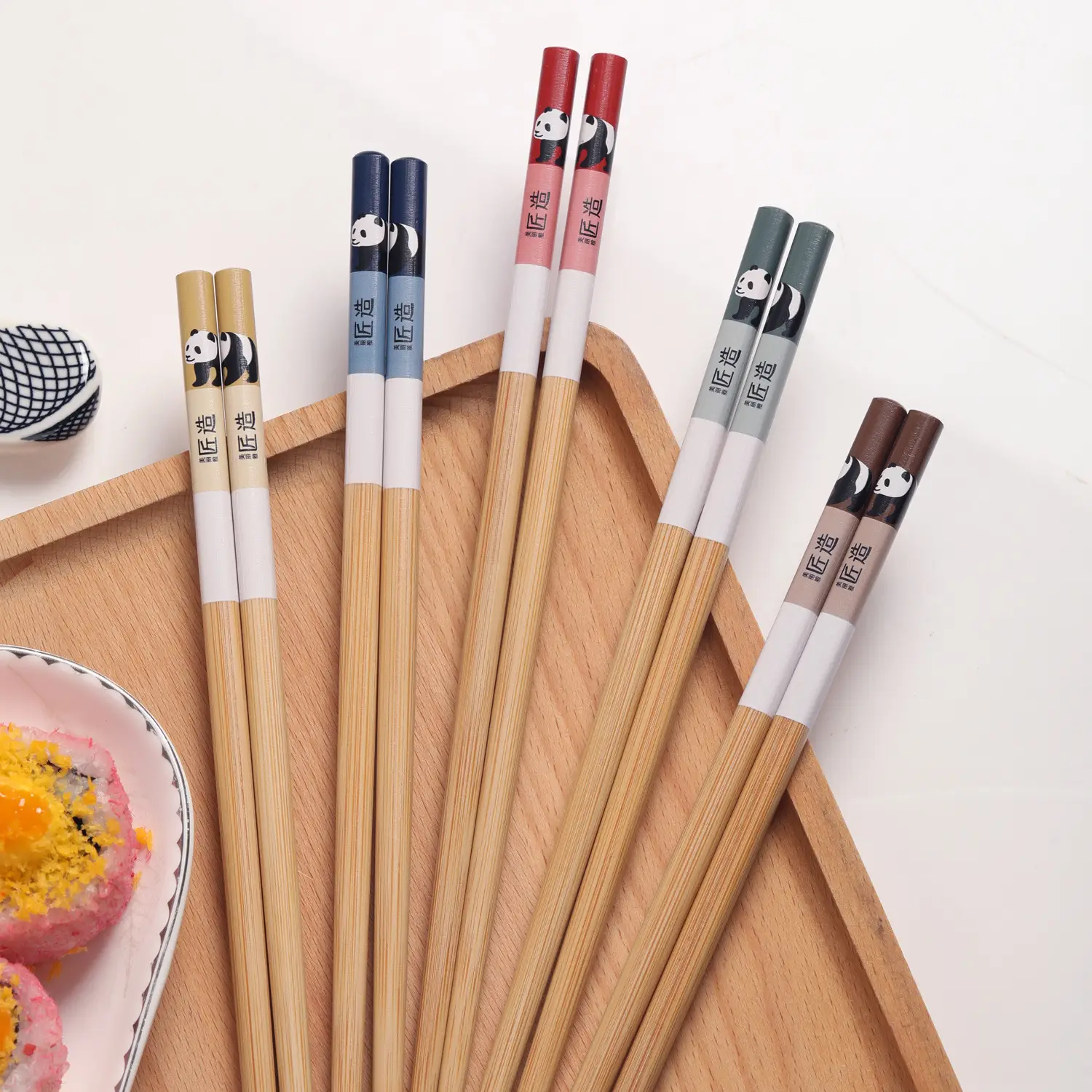Meiliya Bamboo Chopsticks 5 Pair Non-Slip High Temp - Image 2