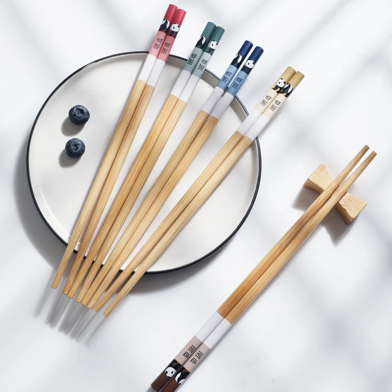 Meiliya Bamboo Chopsticks 5 Pair Non-Slip High Temp - Image 3