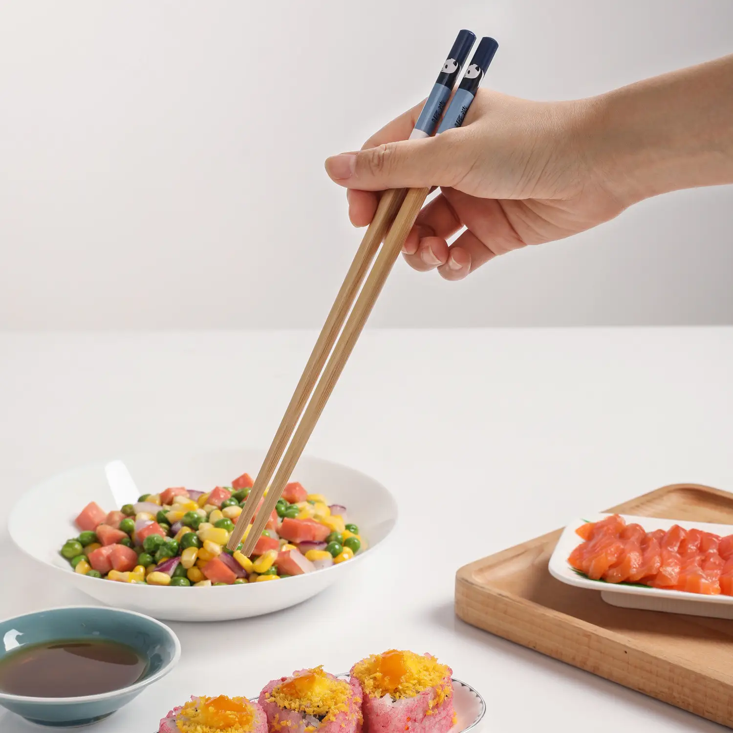 Meiliya Bamboo Chopsticks 5 Pair Non-Slip High Temp - Image 4