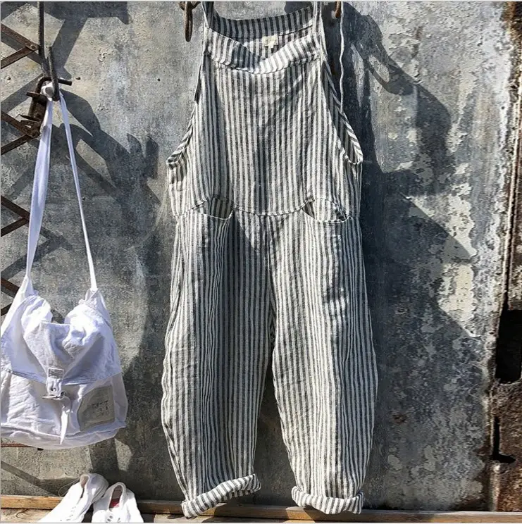 Women's Cotton Bib Pants Casual 2023 Autumn - Image 3