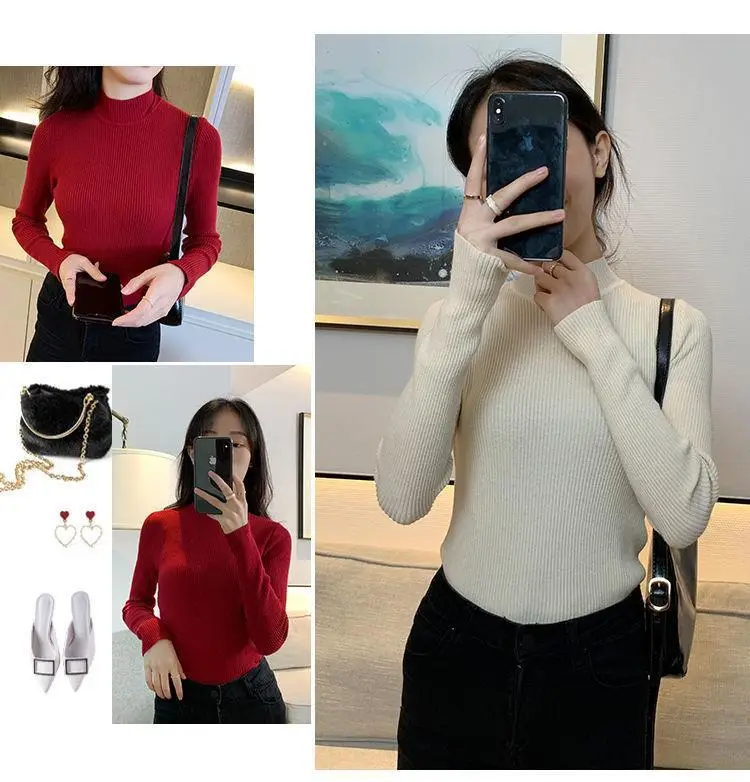 Da Lang Semi-High Collar Sweater Women Winter Pullover — feature 26
