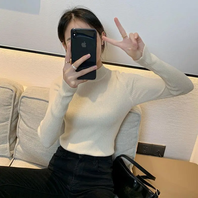 Da Lang Semi-High Collar Sweater Women Winter Pullover - Image 4